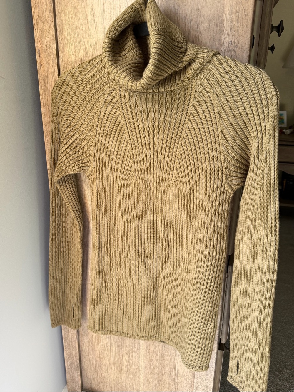 Uniqlo Olive Ribbed Turtleneck Sweater
